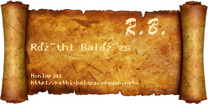 Réthi Balázs névjegykártya